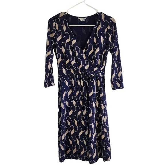 Boden Navy and Cream Midi Dress - Picture 1 of 7